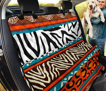 Orange African Animal Print Pattern Car Seat Covers, Abstract Art Backseat Pet Protectors, Exotic Car Accessories