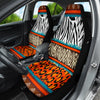 Orange African Animal Print Car Seat Covers, Exotic Front Seat Protectors, 2pc