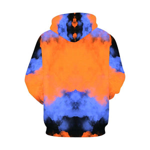 Orange And Blue Elephant Womens Hoodie, Handmade,Floral Colorful Feathers, Floral, Fashion Wear