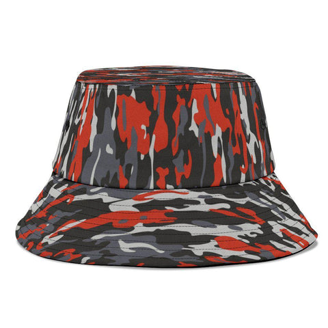 Image of Red Multicolored Camouflage Breathable Head Gear, Sun Block,Casual Fishing Hat,