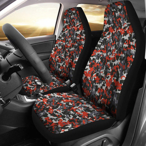 Image of Orange And Grey Camouflage Car Seat Covers,Car Seat Covers Pair,Car Seat Protector,Car Accessory,Front Seat Covers,Seat Cover for Car