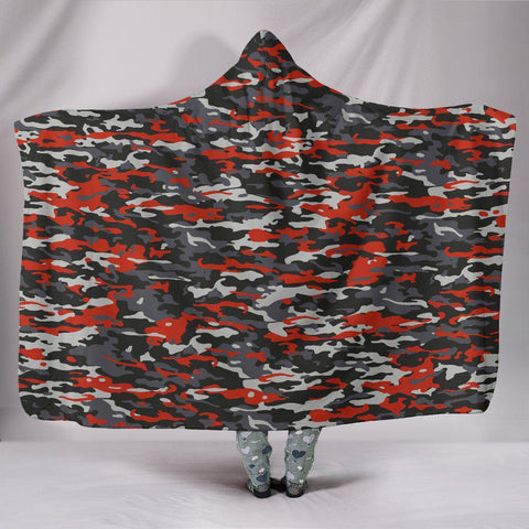 Image of Orange And Grey Camouflage Colorful Throw,Vibrant Pattern Blanket,Sherpa Blanket,Bright Colorful, Hooded blanket,Blanket with Hood
