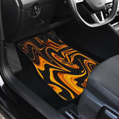 Image of Orange Black Abstract Grunge Car Mats Back/Front, Floor Mats Set, Car Accessories