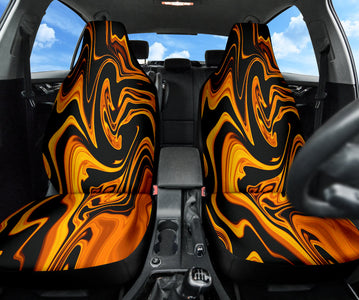 Abstract Grunge Orange Black Car Seat Covers, Artistic Front Seat Protectors,