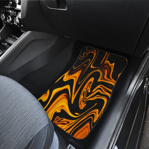 Image of Orange Black Abstract Grunge Car Mats Back/Front, Floor Mats Set, Car Accessories