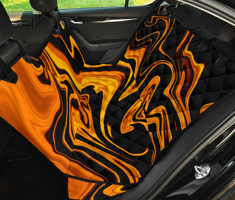 Image of Orange & Black Abstract Grunge Car Seat Covers, Backseat Pet Protectors, Edgy Abstract Art Car Accessories