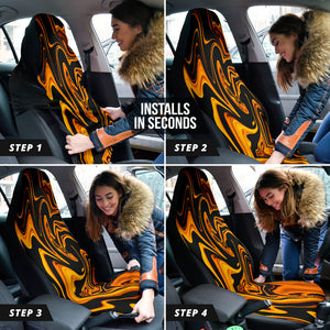 Abstract Grunge Orange Black Car Seat Covers, Artistic Front Seat Protectors,