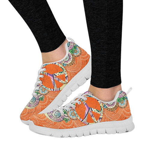 Image of Orange Colorful Peace Paisley Custom Shoes, Kids Shoes, Colorful,Artist Athletic Sneakers,Kicks Sports Wear, Low Top Shoes,Training Shoes