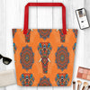 Orange Elephant Mandala Multicolored Straps Large Tote Bag, Weekender Tote/