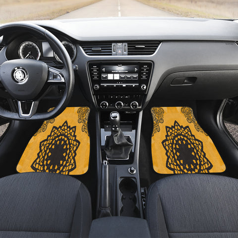 Image of Orange Mandalas Car Mats Back/Front, Floor Mats Set, Car Accessories