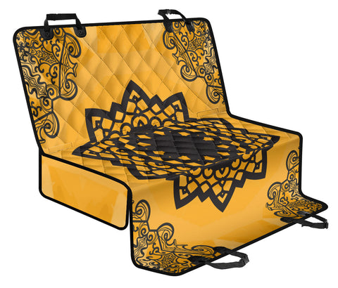 Image of Orange Mandalas Abstract Art Car Seat Covers, Backseat Pet Protectors, Boho Chic