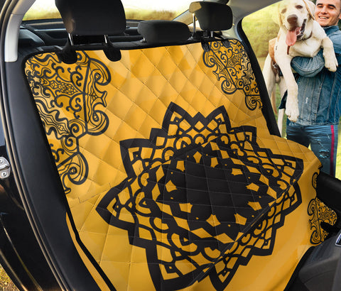 Image of Orange Mandalas Abstract Art Car Seat Covers, Backseat Pet Protectors, Boho Chic