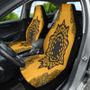 Orange Mandala Car Seat Covers, Bohemian Front Seat Protectors, 2pc Car