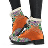 Orange Multicolored Hippie Paisley Ankle Boots,Classic Boot,Lolita Combat Boots,Hand Crafted,Streetwear, Rain Boots,Hippie,Combat Style Boot