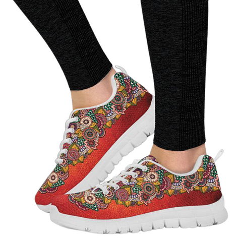 Image of Orange Multicolored Paisley Casual Shoes, Kids Shoes, Custom Shoes, Colorful,Artist Shoes,Running Low Top Shoes, Shoes,Training Shoes