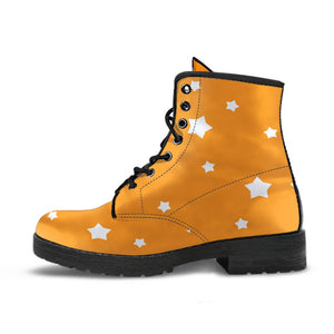 Orange Star Design: Women's Vegan Leather Boots, Handcrafted Ankle Boots,