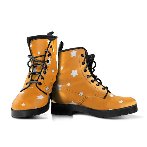 Image of Orange Star Design: Women's Vegan Leather Boots, Handcrafted Ankle Boots,