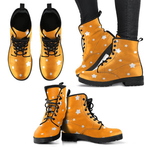Orange Star Design: Women's Vegan Leather Boots, Handcrafted Ankle Boots,