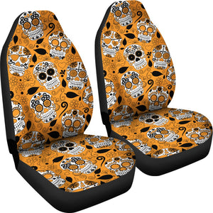 Orange Sugar Skull Car Seat Covers,Car Seat Covers Pair,Car Seat Protector,Car Accessory,Front Seat Covers,Seat Cover for Car