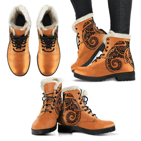 Image of Orange Tribal Elephant Custom Boots,Boho Chic boots,Spiritual Lolita Combat Boots,Hand Crafted,Multi Colored,Streetwear