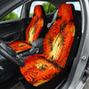 Tropical Orange Palm Beach Car Seat Covers, Vacation Front Seat Protectors, 2pc