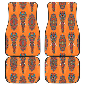 Orange elephant mandala Car Mats Back/Front, Floor Mats Set, Car Accessories