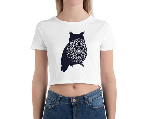 Image of Owl Mandala Women’S Crop Tee, Fashion Style Cute crop top, casual outfit, Crop
