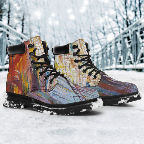 Image of Painter Multicolored All Season Boots,Vegan ,Casual WearLeather,Rain Boots,Leather Boots Women,Women Girl Gift,Handmade Boots,Streetwear
