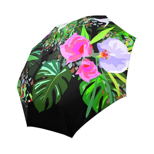 Palm Leaves Hummingbird Flowers Auto-Foldable Umbrella (Model U04)