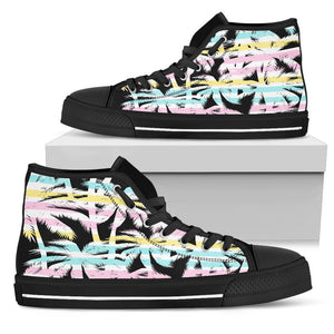 Palm Trees Canvas Shoes,High Quality, Streetwear, Spiritual, Multi Colored, High Tops Sneaker, High Quality,Handmade Crafted,Spiritual