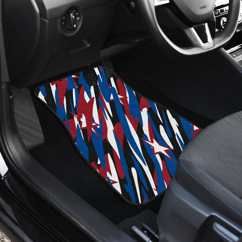 Image of Patriotic Camouflage Red White and Blue with Stars American Pride Car Mats