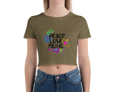 Peace Love Music Hippie Women’S Crop Tee, Fashion Style Cute crop top, casual