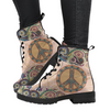 Peace Sign, Women's Vegan Leather Boots, Winter and Rain Resistant