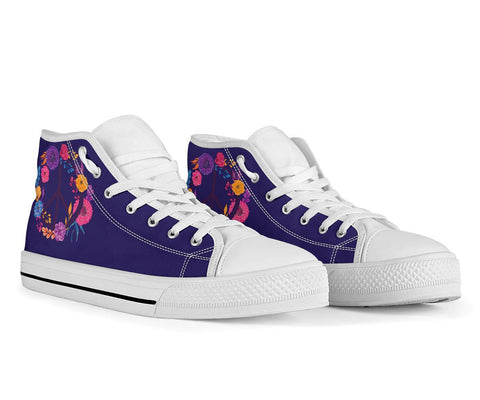 Image of Peace Sign,Hippie, Canvas Shoes,High Quality, High Tops Sneaker, Boho,Streetwear,All Star,Custom Shoes,Women's High Top,Bright Colorful