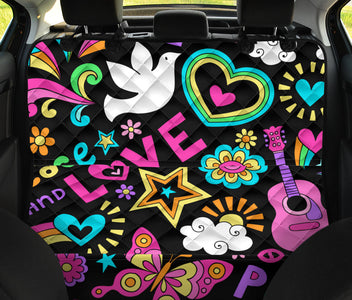 Peace and Love Signs Car Seat Covers, Abstract Art Backseat Pet Protectors,