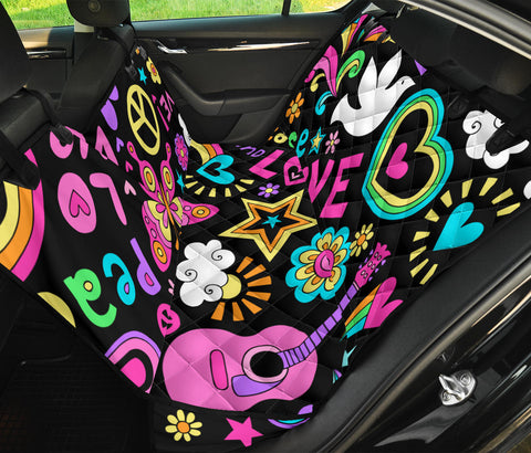 Image of Peace and Love Signs Car Seat Covers, Abstract Art Backseat Pet Protectors,