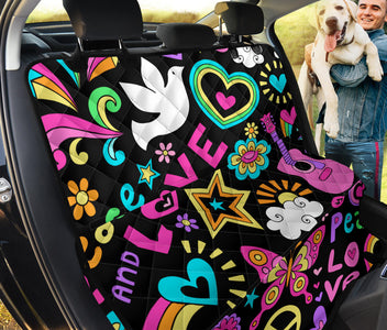 Peace and Love Signs Car Seat Covers, Abstract Art Backseat Pet Protectors,