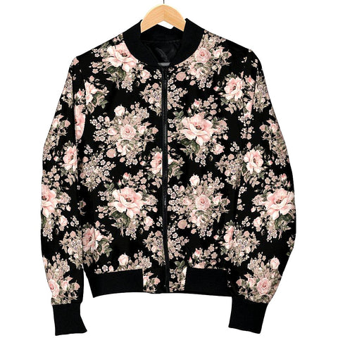 Image of Peach Flower Design Bomber Jacket