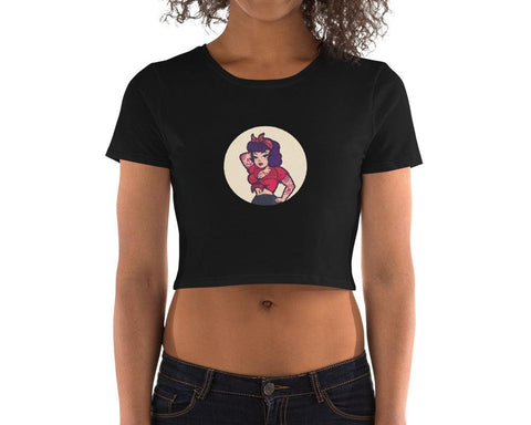 Image of Pin Up Tattoo Girl Women’S Crop Tee, Fashion Style Cute crop top, casual outfit,