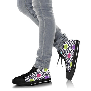 Pineapple Pattern High,Top Canvas Shoes for Women, Vibrant