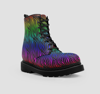 Vegan Wo's Boots , Colorful Zebra Tiger Stripes , Fashion Footwear ,