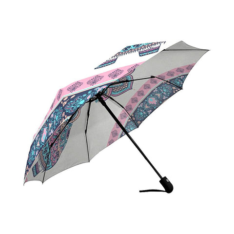 Image of Pink And Blue Elephant Unisex Umbrella, Foldable Umbrella, Custom Rain Umbrella,Rain Gear Weather