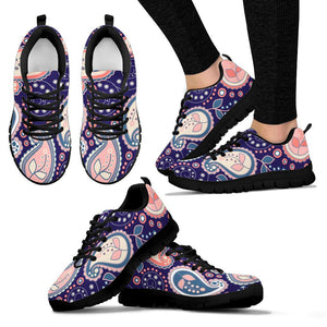 Floral Paisley Women's Sneaker , Breathable, Custom Printed Hippie Style,