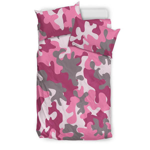 Pink And Grey Camouflage Bed Set, Twin Duvet Cover,Multi Colored,Quilt Cover,Bedroom Set,Bedding Set,Pillow Cases Dorm Room College