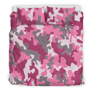 Pink And Grey Camouflage Bed Set, Twin Duvet Cover,Multi Colored,Quilt Cover,Bedroom Set,Bedding Set,Pillow Cases Dorm Room College