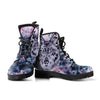 Tie Dye Grey Wolf Women's Vegan Leather Boots, Winter Rainbow Footwear