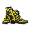 Yellow Animal Print Women's Boots: Vegan Leather, Premium Boots, Retro