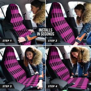 Pink Black Plaid Car Seat Covers, Tartan Front Seat Protectors, 2pc Car