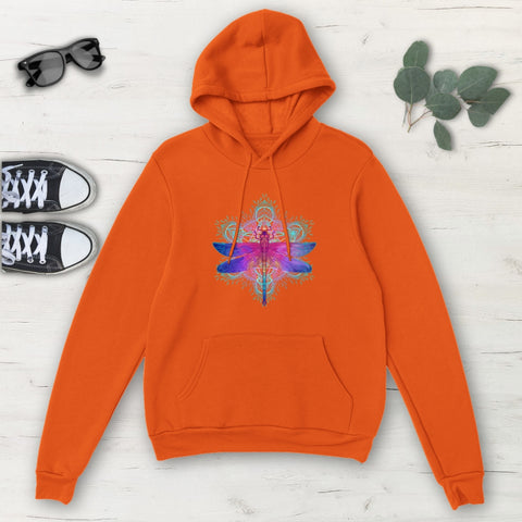 Image of Pink Blue Gradient Mandala Dragonfly Classic Unisex Pullover Hoodie, Mens,