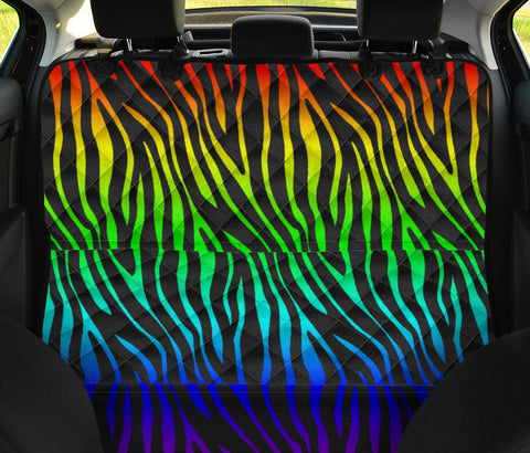 Image of Pink, Blue, Purple Stripe Tiger Zebra Car Seat Covers, Abstract Art Backseat Pet